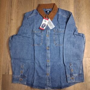 Frye Men's Size XL BLUE Denim Barn Shacket (Shirt +Jacket) NWT